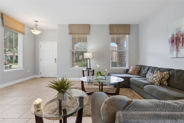 view of tiled living room