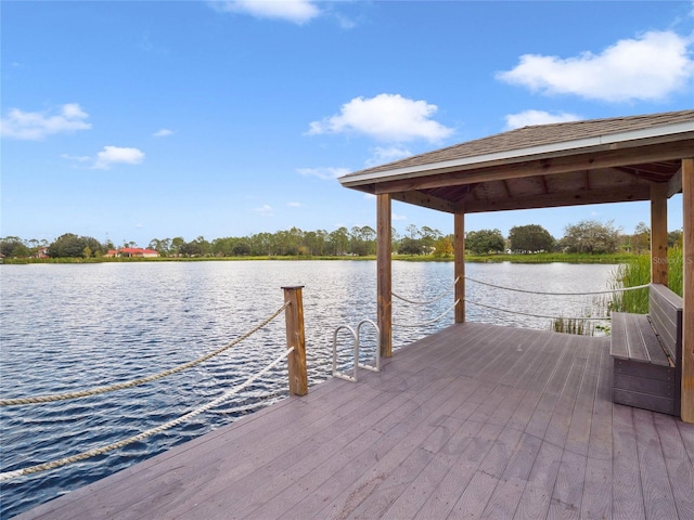 view of dock featuring a water view