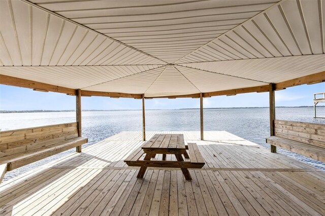 dock area featuring a water view