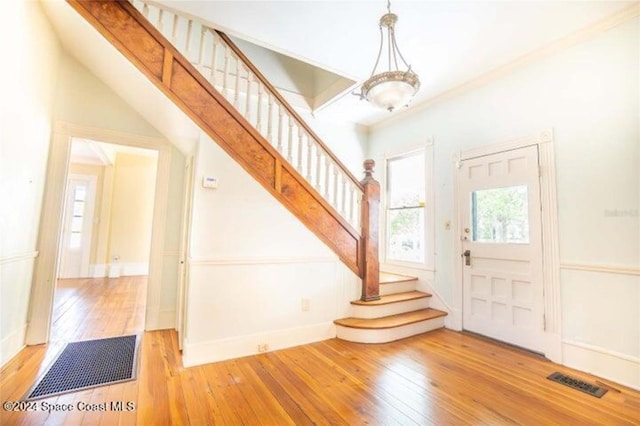 entrance foyer featuring light hardwood / wood-style flooring