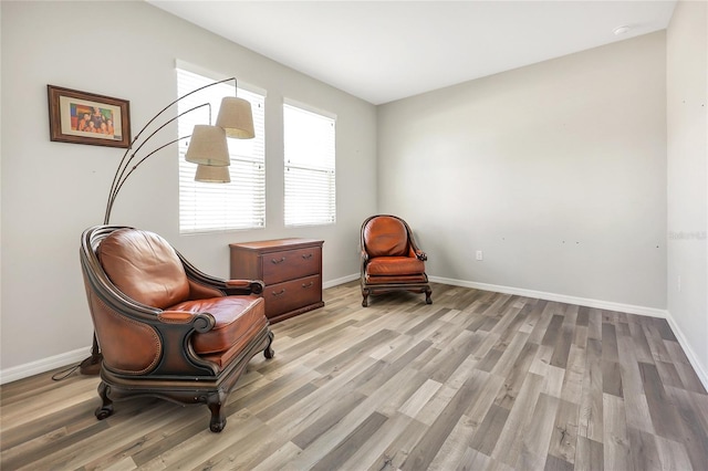 living area featuring hardwood / wood-style flooring