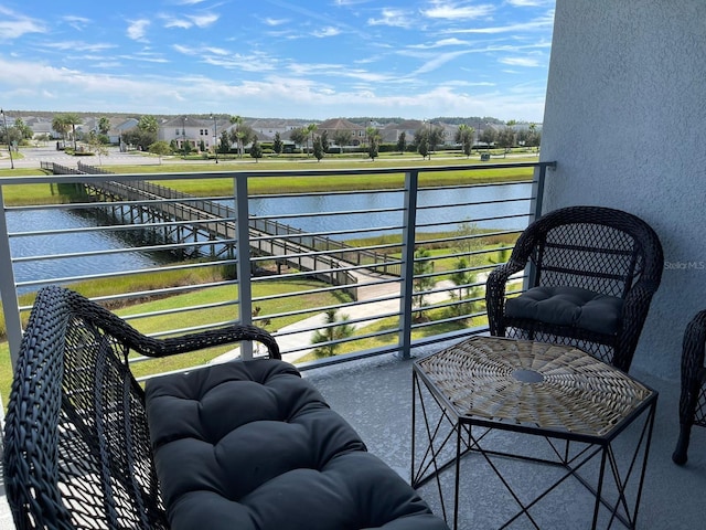 balcony with a water view