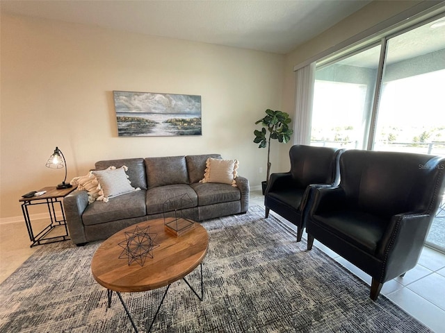 view of tiled living room