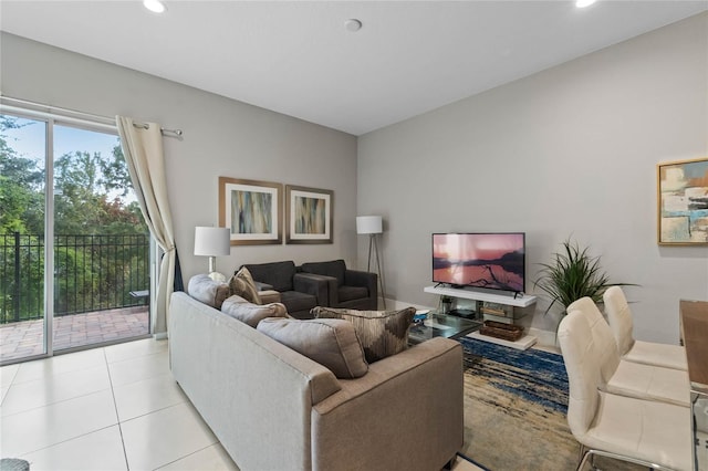 view of tiled living room