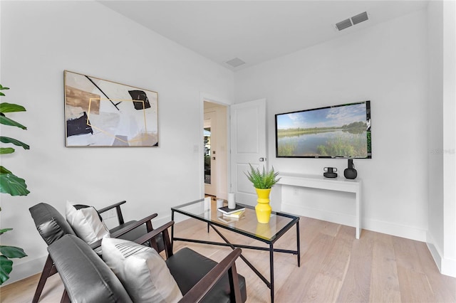 living room featuring light hardwood / wood-style floors