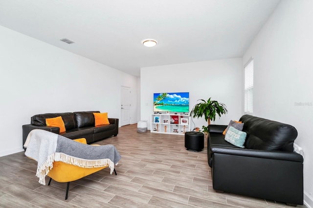 living room featuring light wood-type flooring