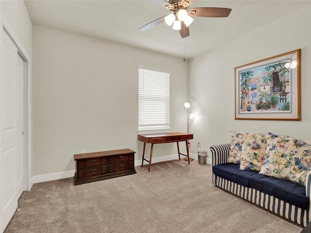 3286 Hanging Tide St, Winter Garden, FL 34787 - sitting room featuring carpet floors, ceiling fan, and baseboards