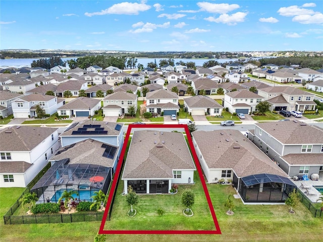 3286 Hanging Tide St, Winter Garden, FL 34787 - aerial view of residential area featuring property parcel outlined and a large body of water