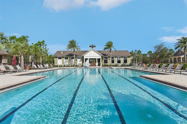 view of pool featuring a patio area