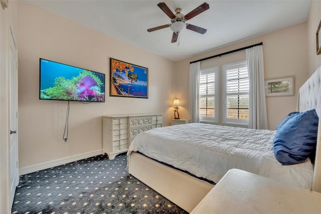 bedroom with carpet and ceiling fan