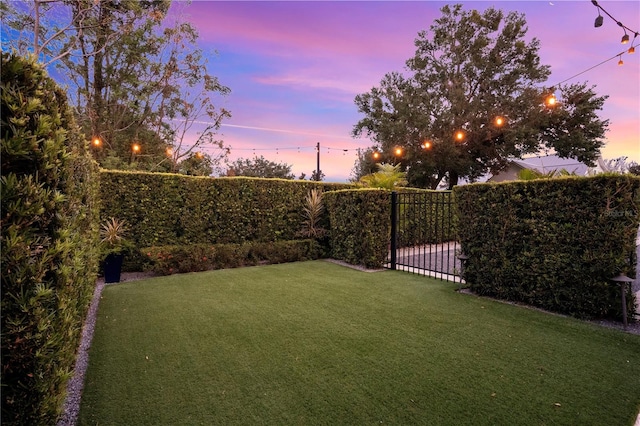 view of yard at dusk