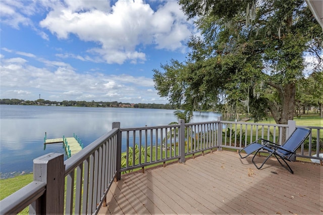 deck with a water view