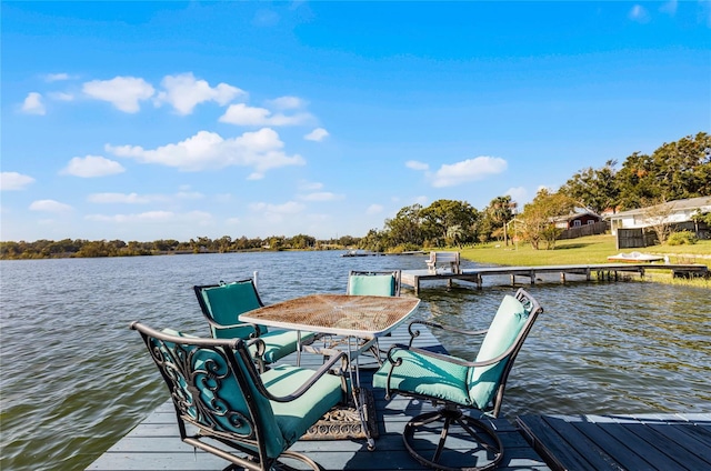 dock area featuring a water view