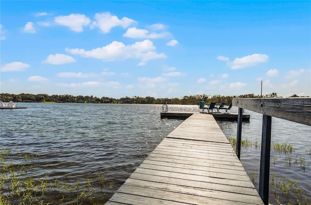 view of dock featuring a water view