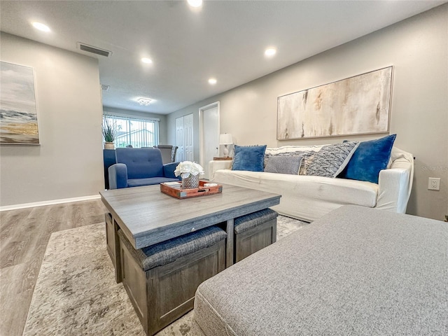 living room featuring light hardwood / wood-style flooring