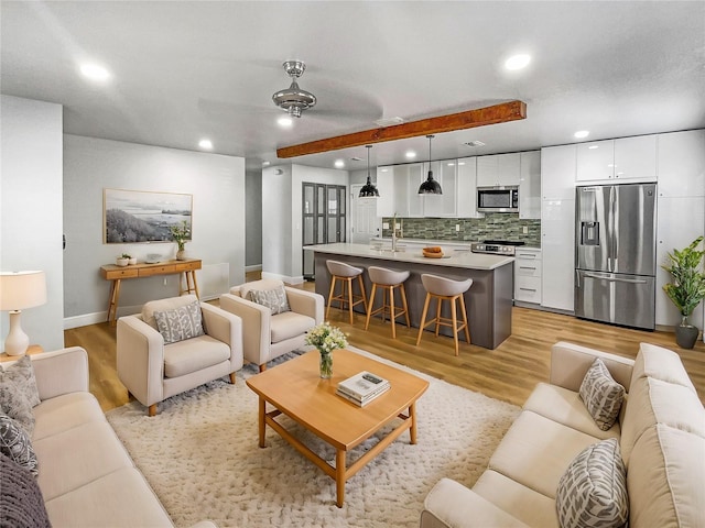 living room featuring light hardwood / wood-style floors