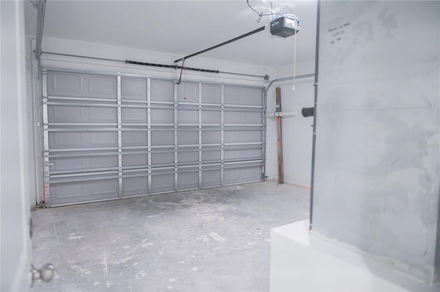 garage with a garage door opener