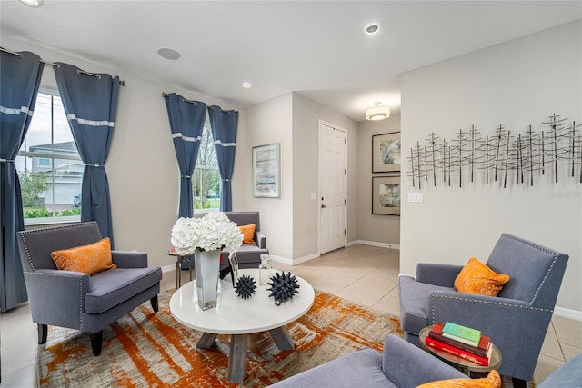 view of tiled living room