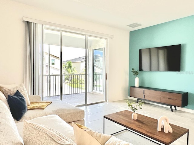 view of tiled living room