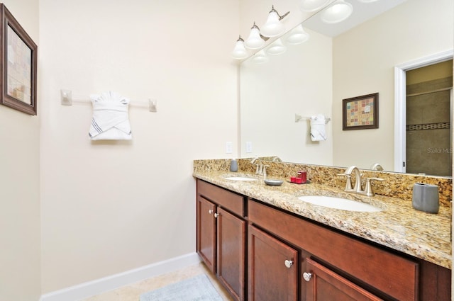 bathroom featuring vanity and tile patterned floors