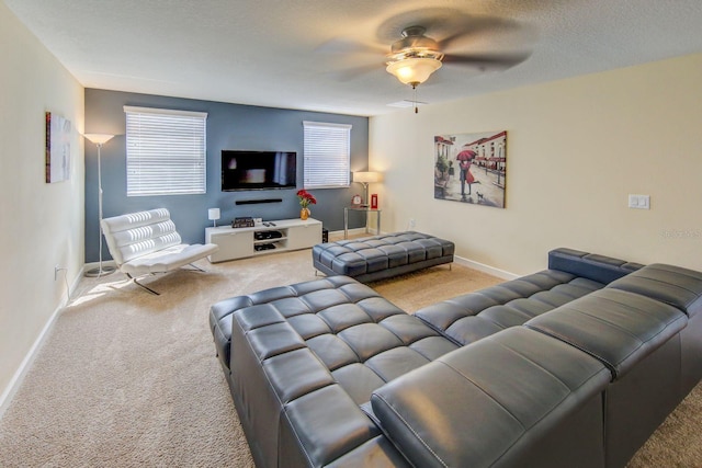 1423 Thunderbird Rd, Davenport, FL 33896 - carpeted living room featuring a ceiling fan and baseboards