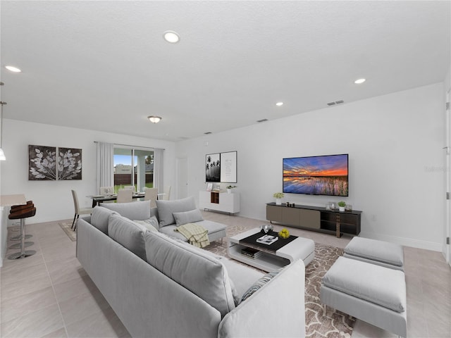 view of tiled living room