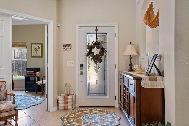 view of tiled foyer entrance