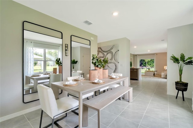 dining room with light tile patterned floors