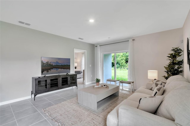 view of tiled living room