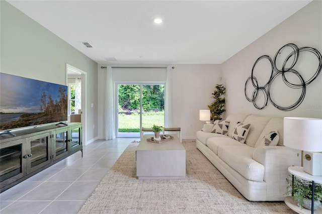 view of tiled living room