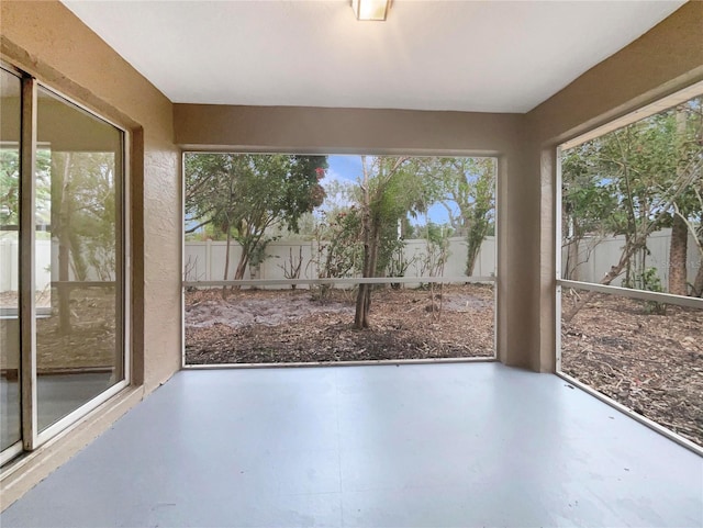 view of unfurnished sunroom