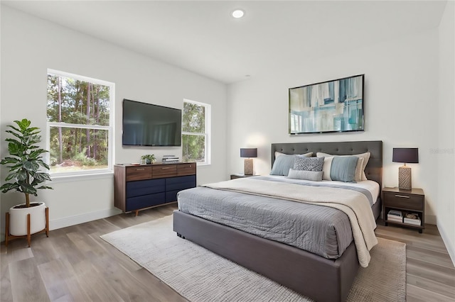 15123 SW 61st Court Rd, Ocala, FL 34473 - bedroom featuring baseboards, multiple windows, light wood finished floors, and recessed lighting