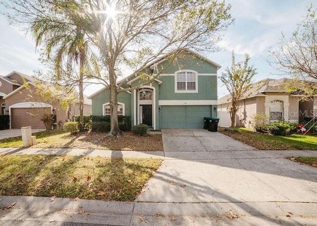 view of property with a garage