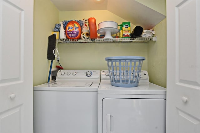 clothes washing area with independent washer and dryer