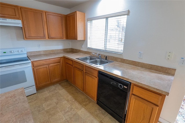 kitchen with dishwasher, sink, and electric range