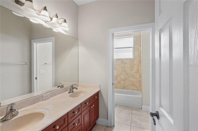 bathroom with vanity and tile patterned floors