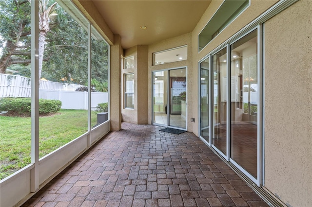 view of unfurnished sunroom