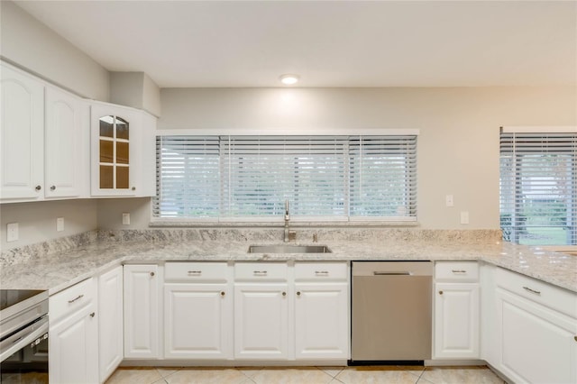 kitchen with white cabinets, sink, a healthy amount of sunlight, and stainless steel appliances