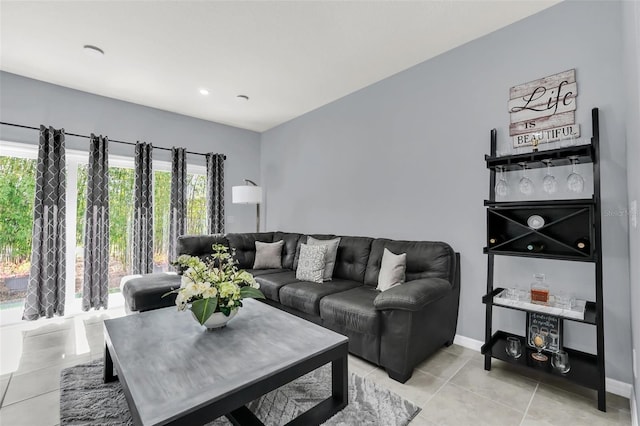 view of tiled living room