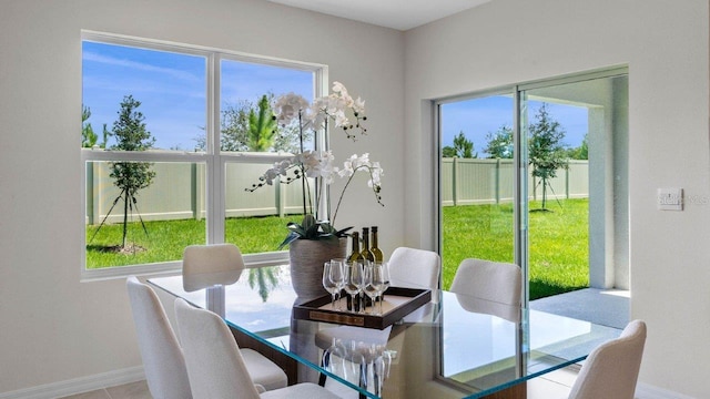 dining area featuring a wealth of natural light