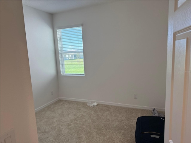 spare room featuring light colored carpet