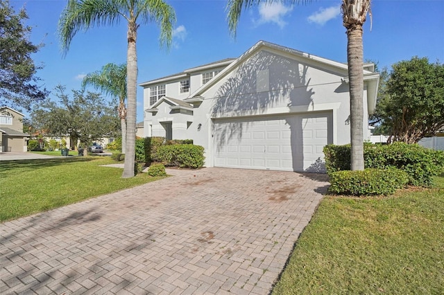 view of side of home with a garage and a yard