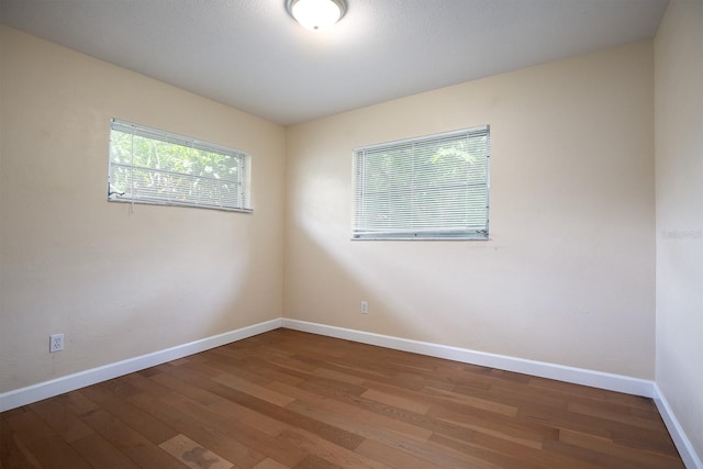 spare room with wood-type flooring