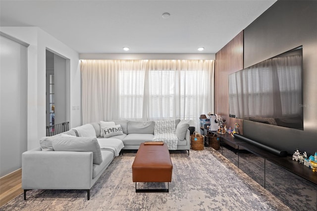 living room featuring light hardwood / wood-style flooring