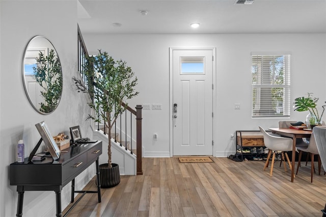 foyer entrance featuring light hardwood / wood-style floors