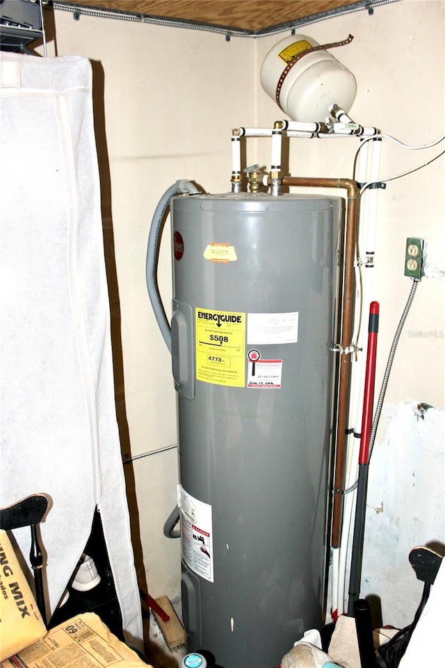 utility room with electric water heater