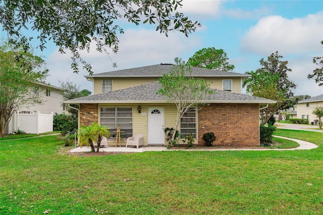 view of front of house with a front yard