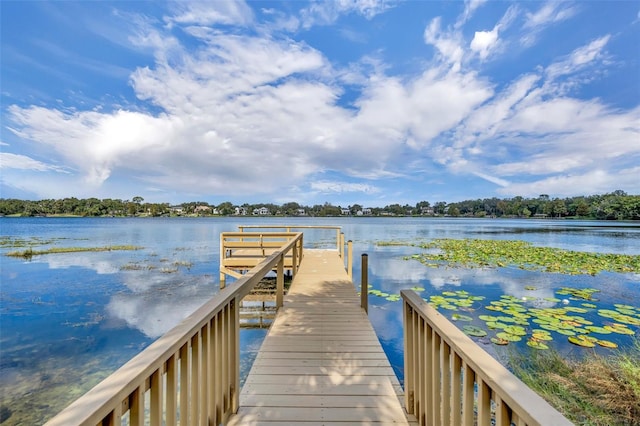 view of dock featuring a water view