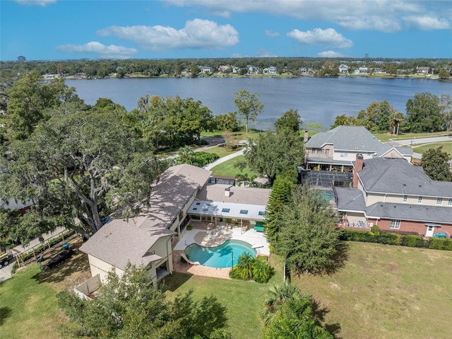 bird's eye view featuring a water view