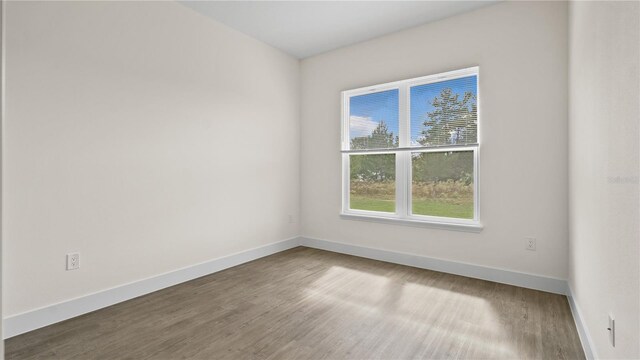 unfurnished room with wood-type flooring